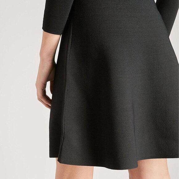 Sandro Contrast Bib Fit Flare Knitted Dress - Picture 5 of 10